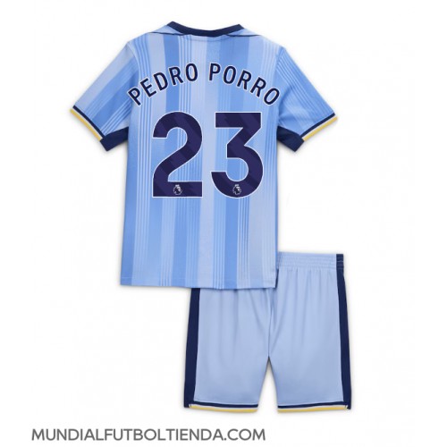 Camiseta Tottenham Hotspur Pedro Porro #23 Segunda Equipación Replica 2024-25 para niños mangas cortas (+ Pantalones cortos)